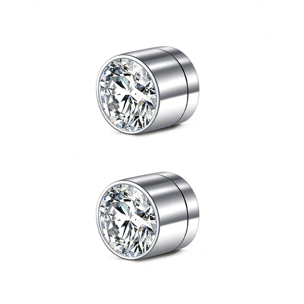 1Pair Stainless Steel Fake Ear Ring Studs CZ Dia 3-5mm Faux Non Pierced Ear Ring Ear Cuff For Women Men No Piercing Body Jewelry