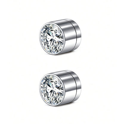 1Pair Stainless Steel Fake Ear Ring Studs CZ Dia 3-5mm Faux Non Pierced Ear Ring Ear Cuff For Women Men No Piercing Body Jewelry