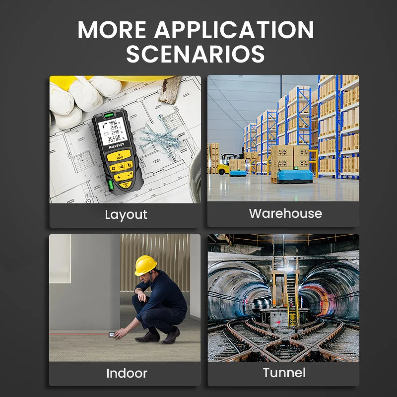 MILESEEY Laser Tape measure S2 40M 60M 80M 100M 120M Laser Rangefinder,Laser Measuring Tool with Multi Measurement Function