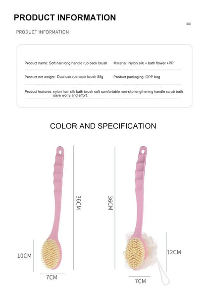 Bath Artifact of Bath BrushBack Belt with Bath Flower Ball Brush for Rub Bath Towel Long Handle Rub Mud Soft Hair Bath Brush