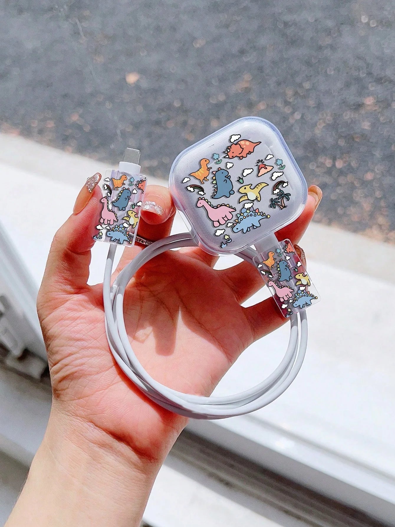 3-piece set Pink Bow Set Cable Protector for iPhone 20W UK HK Plug Charger Case Phone Wire Cord Organizers