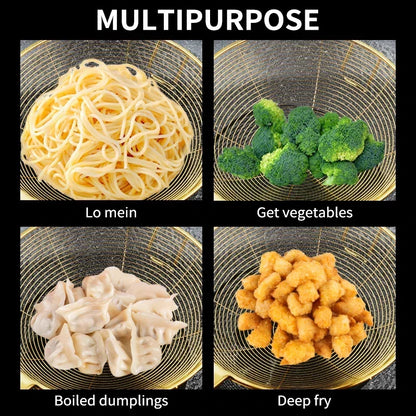 Strainer 304 stainless steel household kitchen scoop Hot pot pot strainer for deep-frying noodles strainer spoon