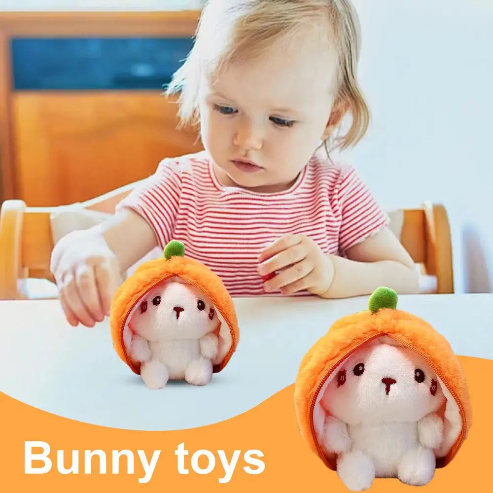 Plush Bunny Doll Reversible Stuffed Animal Carrot Rabbit Figurine Adorable Plush Bunny Toy For Girls Boys Kids Teens Adults