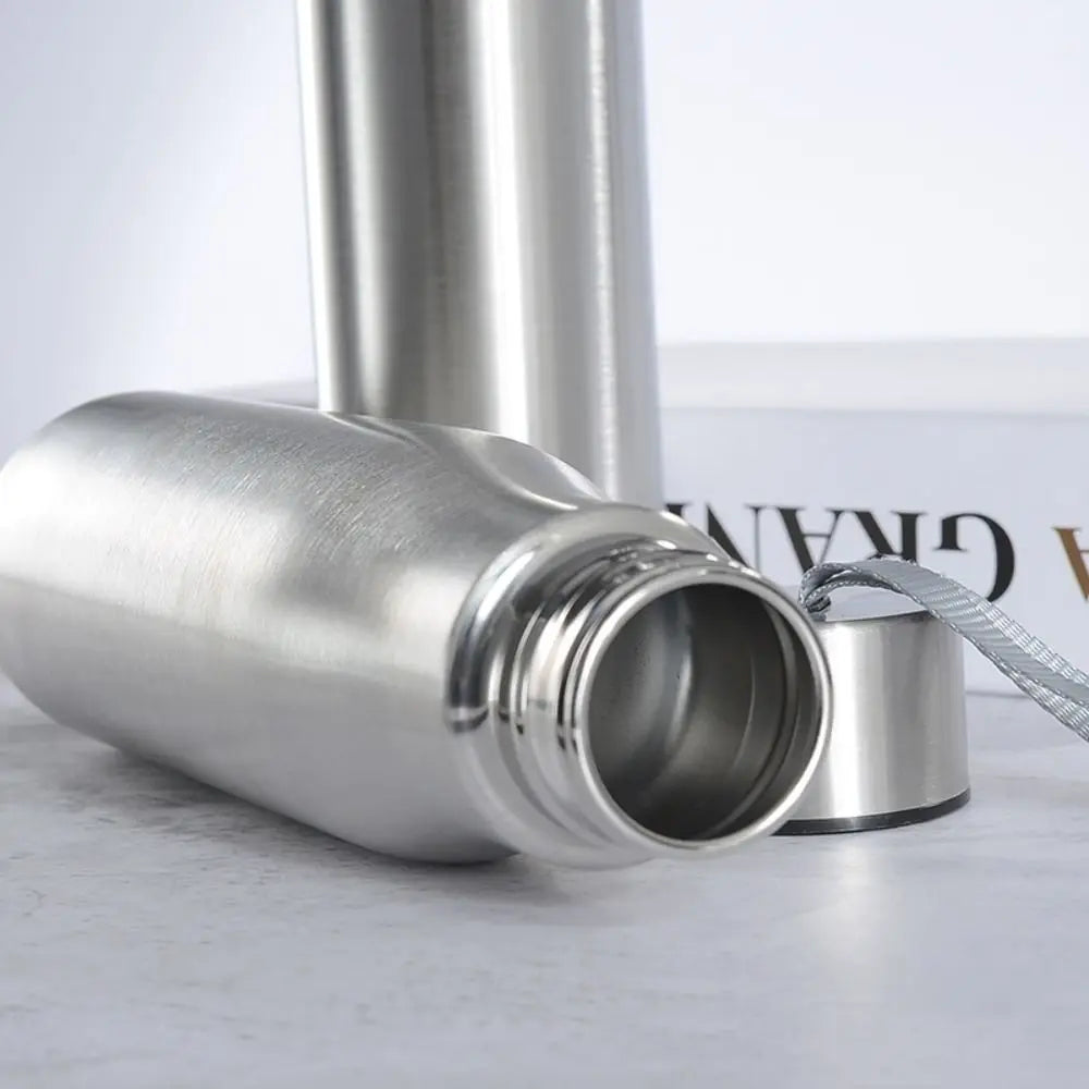 Travel for Cycling Sports with Handle Rope Cold Water Stainless Steel Drinking Cup Water Bottle