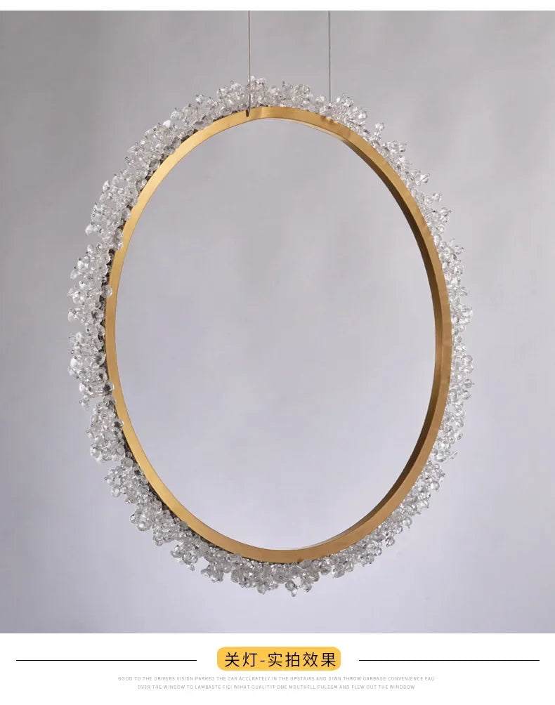 HYN Decorative Chandelier Postmodern Brass Front Desk Circular Art Reception Room Exhibition Hall Crystal Lamp