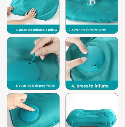 1Pcs Travel Press Inflatable Cushion Lumbar Cushion Square Inflatable Pillow Cushion Portable Foldable Outdoor Inflatable Pillow