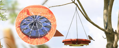 12 Inch Bird feeder Hanging Bird Bath with fountain Outdoor Bird Drinking Bird Tray with Hook and Chain for Garden Yard Patio
