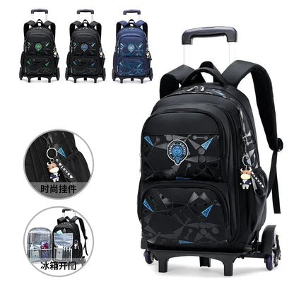 School Rolling Backpacks School bags for Boys Trolley bag with Wheels Waterproof Orthopedic School Bag Student Wheeled Backpack