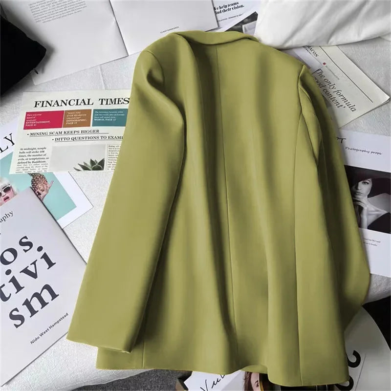 Office Lady Elegant Single Button Blazer Women New Autumn Long Sleeve Slim Jackets Casual Chic Tops Coats Outerwears Female
