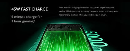 realme 13 5G Smartphone 6.72" 120Hz Display 50MP OIS Camera 120Hz LCD Eye Comfort Display 45W Fast Charge 5000mAh Battery IP64