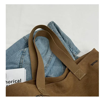 Canvas Totes Large Capacity Storage Handbag Women Tote Anime Cat Letters Shoulder Bags Girls Casual Commute Bag Portable Big Bag