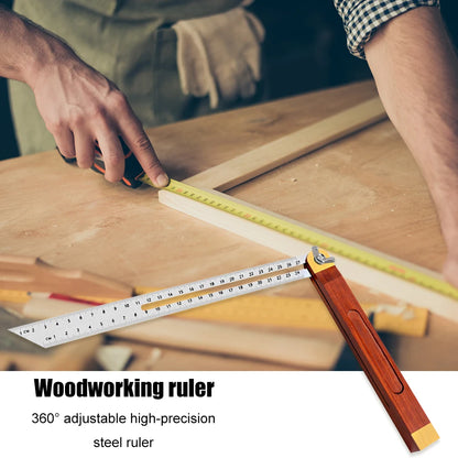 360° Angle Rulers Gauges Tri Square Sliding T-Bevel with Wooden Handle Level Measuring Tool Wooden Marking Gauge Protractor