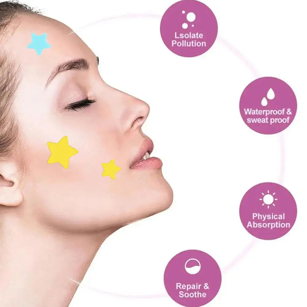 Black Star-Shaped Acne Stickers, Invisible Hydrocolloid Pimple Patches, Blemish Spot Cover Treatment,Skin Care Tool