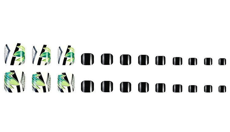 24 Pcs French Design Fake Toe Nail Press on Toe Nail Summer False Nails Acrylic Reusable Toe Nail Decorated Nails With Tool Kit