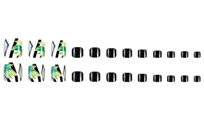 24 Pcs French Design Fake Toe Nail Press on Toe Nail Summer False Nails Acrylic Reusable Toe Nail Decorated Nails With Tool Kit