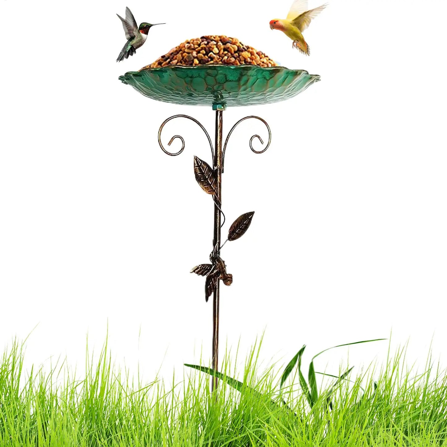 Birdbaths for Outdoors Garden Birdfeeder Standing Metal Bird Feeder Bowl Height Adjustable Winterproof Decorations for Yard