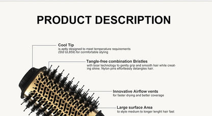LISAPRO Elegant Black Golden Hot Air Brush 2.0  One Step Hair Dryer Brush and Styler Volumizer Multifunctional Blow Dryer Brush