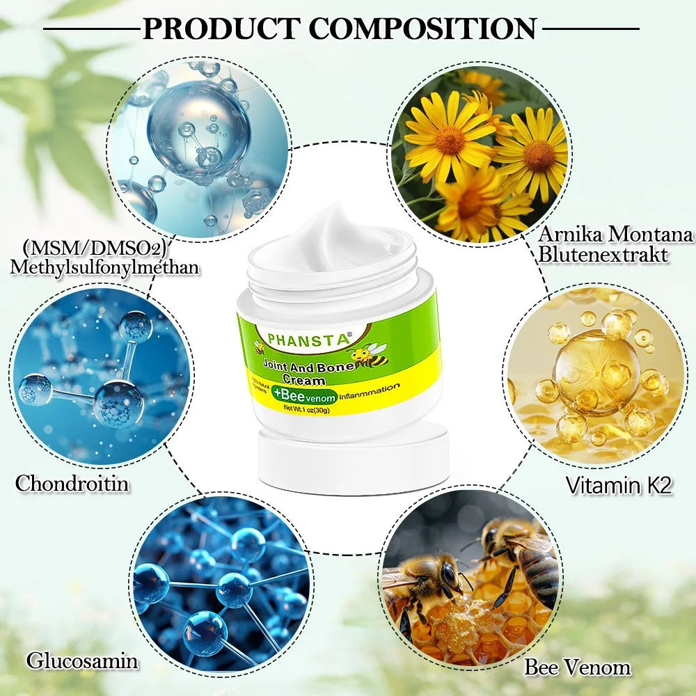 Bee Venom Joint Care Balm Care Lumbar Spine, Knee Muscle Pain, Muscle Soreness, Joint Care Balm Pure Natural Ingredients（30g）