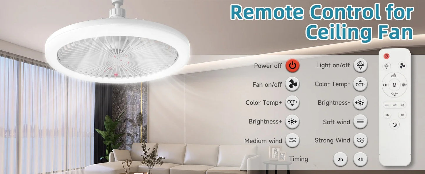 Smart Control Ceiling Fan 360 Rotation Ceiling Lamp Silent Room Fans LivingRoom Kitchen Energy saving Household Decorate