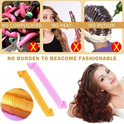 Heatless Hair Curler No Heat Silk Ribbon Hair Rollers Curls Headband Sleeping Soft Lazy Hair Curlers Foam Rod Curling Hair Tools