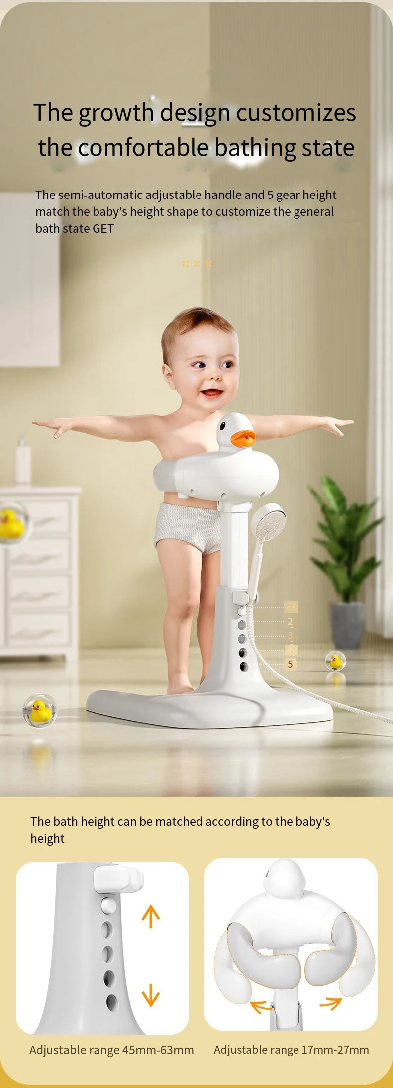 Baby standing bath device Adjustable folding children's bath tub wash butt bath stand