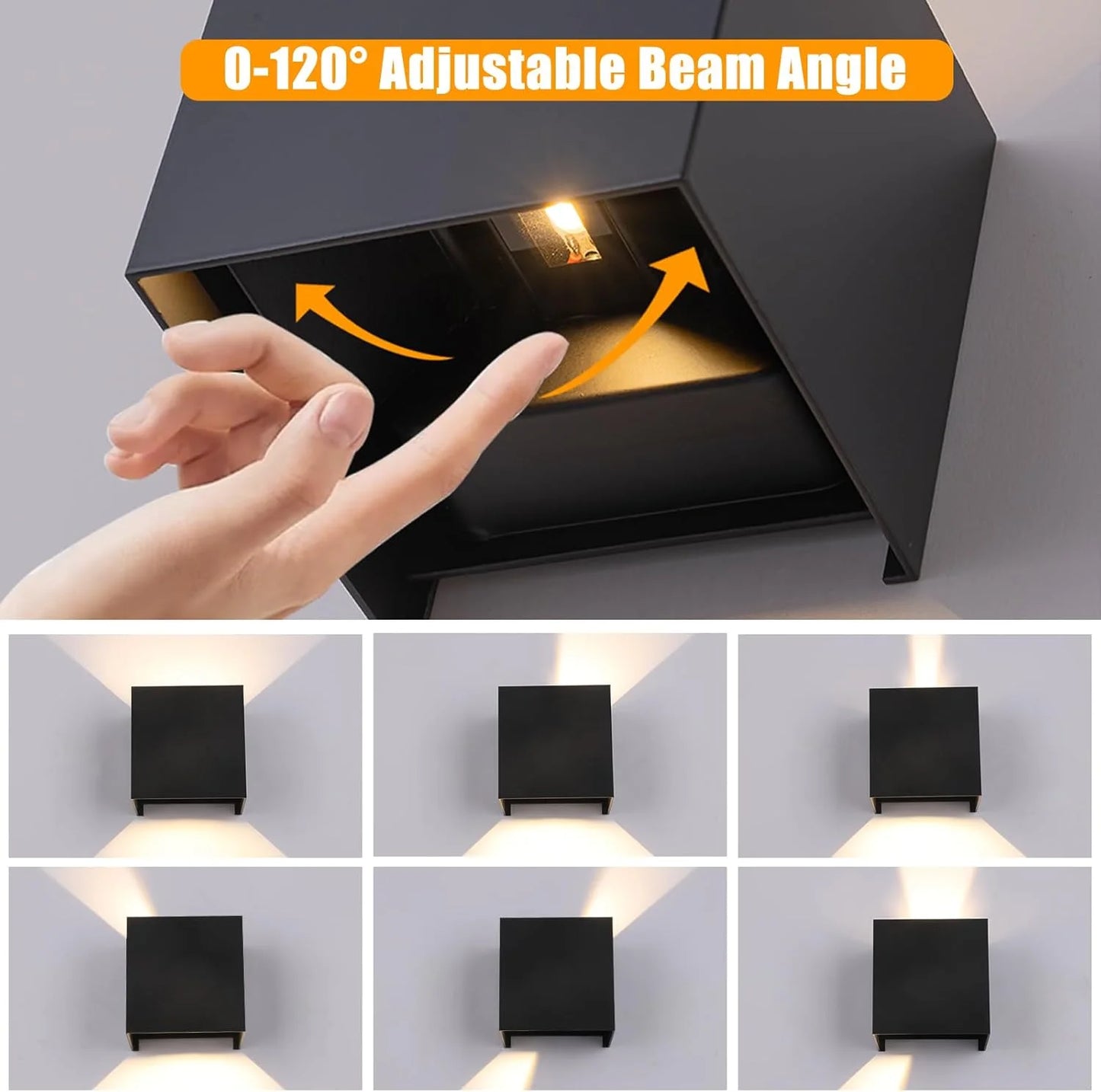 Smart Outdoor Lights Color Changing RGB+ 2700K-6500K Square Aluminum Waterproof Rustproof App Control Up and Down Lights