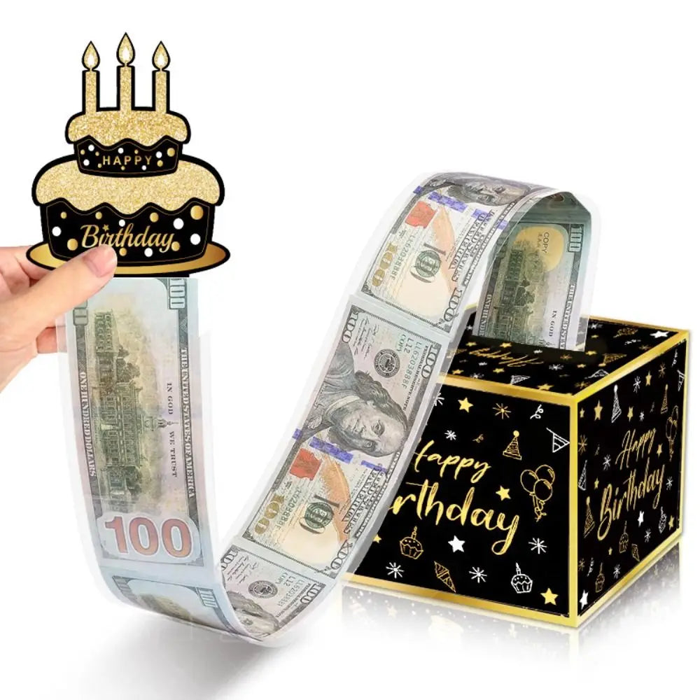 New Birthday Cash Pull Gift Box Money Pulling Box Cash Gift Box Cash Black Money Clip Funny Surprise Birthday Cake Decoration