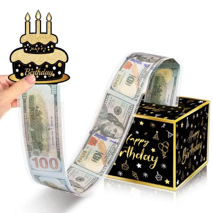 New Birthday Cash Pull Gift Box Money Pulling Box Cash Gift Box Cash Black Money Clip Funny Surprise Birthday Cake Decoration