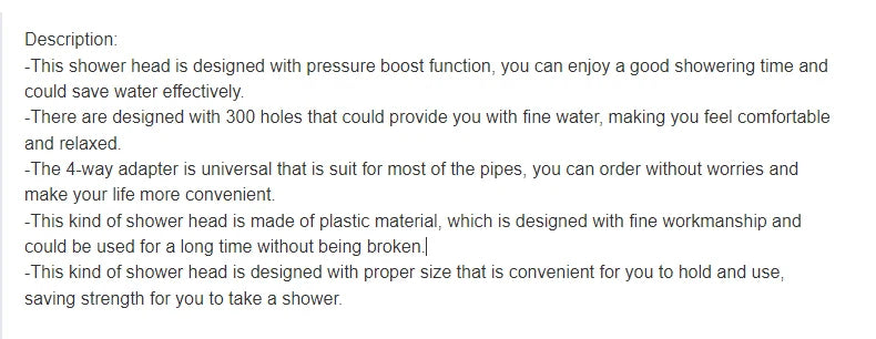 300 hole ultra strong pressurized shower head, square handheld shower head, pressurized shower head, water-saving shower head