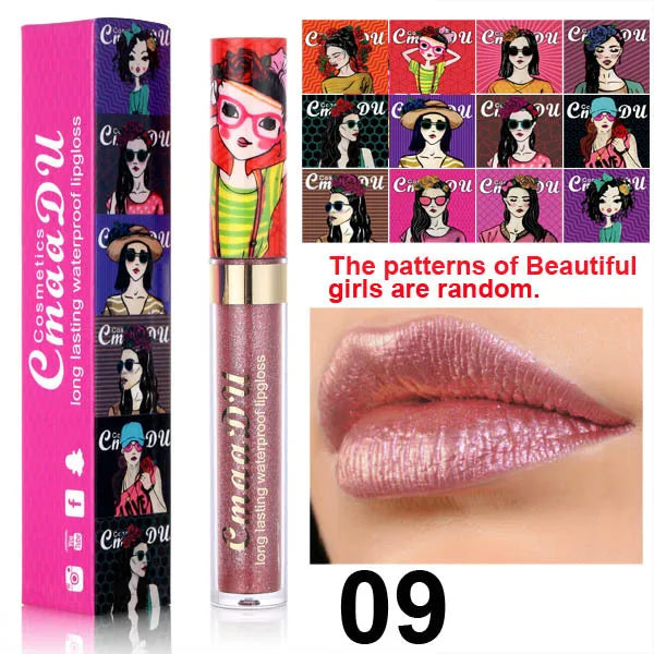 11 Color Lip Gloss  Metallic Shimmer Glitter Finish Lipstick Long Lasting Waterproof Lip Stain