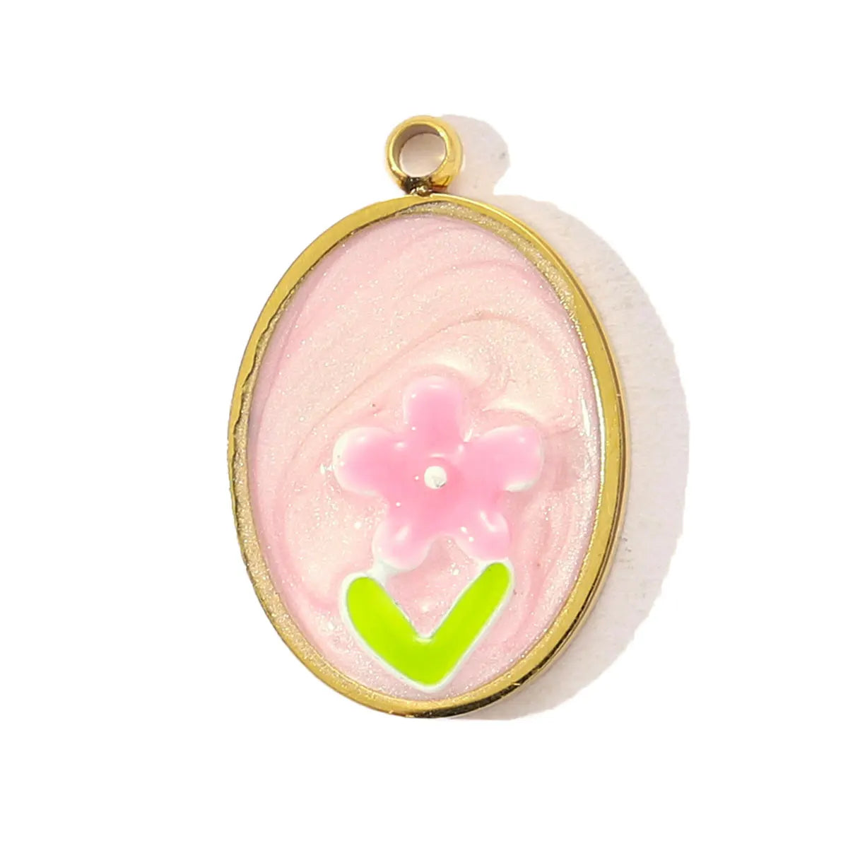 3pcs/Lot Sweet Gradient Enamel Rose Stainless Steel Diy Charm Women Rainbow Flower Waterdrop Necklace Pendant Love Heart Jewelry