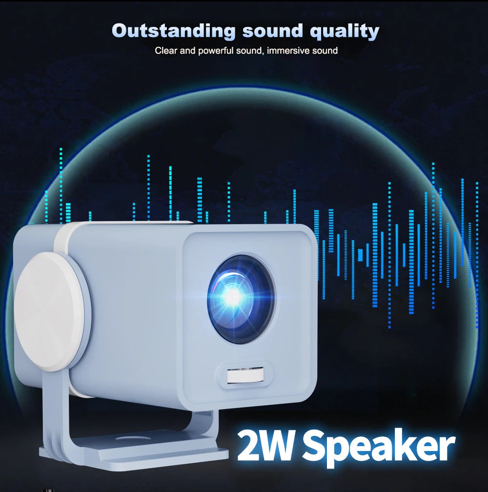 DESS Portable Dual-Band WiFi6 Bluetooth 5.0 Android 13 Smart Projector Suitable for Home Theater Video Power Bank Power Supply