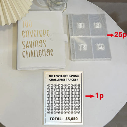 100 Envelope Cash Savings Challenge Saving Challenge Envelop Book Budget Envelope Financial Assistant A5 Size Cash Binder