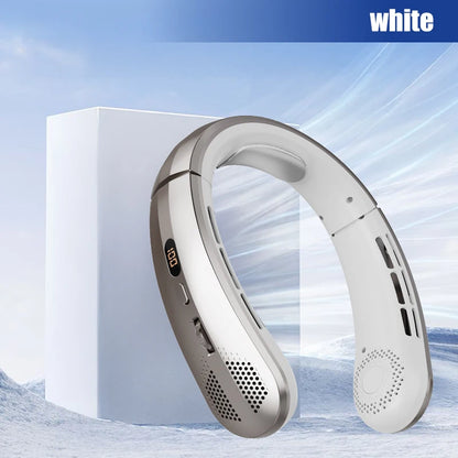 2025 Mini Neck Fan Hanging Neck Fan Portable Leaveless Air Conditioner Digital Display Air Conditioner Charging Neck Fan