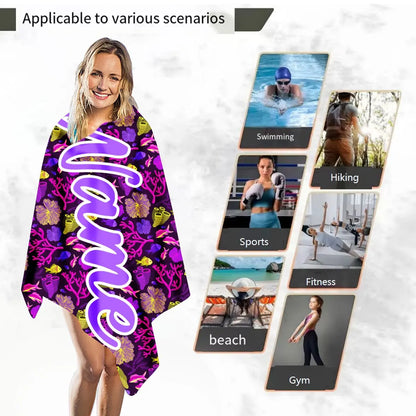Customized Model - Personalized Name Beach Towel, Digital Printed Text Bath Towel - Universal for Adults and Kidsren, Super Absorbent, Quick Drying, Suitable for Swimming, Camping and Travel, a Best Christmas, Birthday Gift f