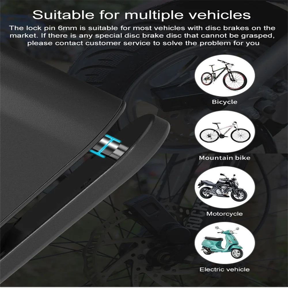 Smart Fingerprint Disc Brake Lock Anti-theft Bluetooth Electric Lock Waterproof for Motorbike Bicycle