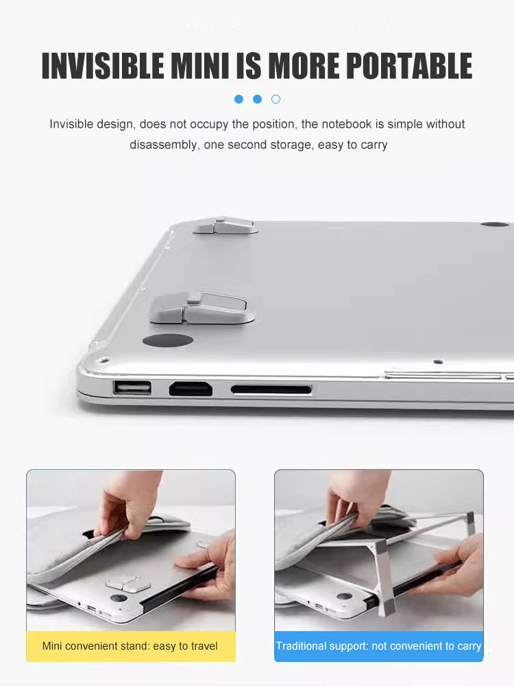 2pcs/Set Laptop Stand for Computer Keyboard Stand Riser Aluminum Mini Portable Laptop Stands for Notebook