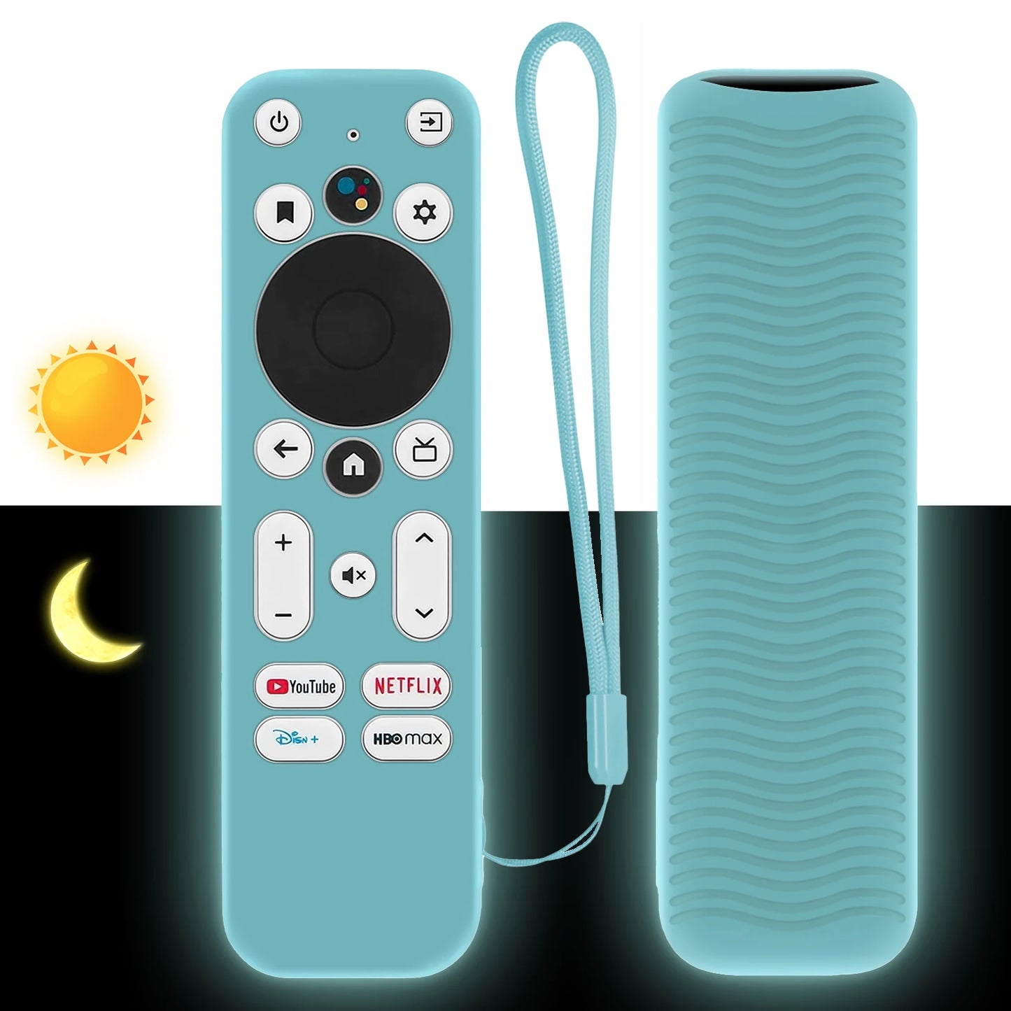 Protective Cover Fit for Onn Android TV 4K UHD Streaming Device 2K Streaming Stick Remote Anti-Slip Silicone Case with Lanyard