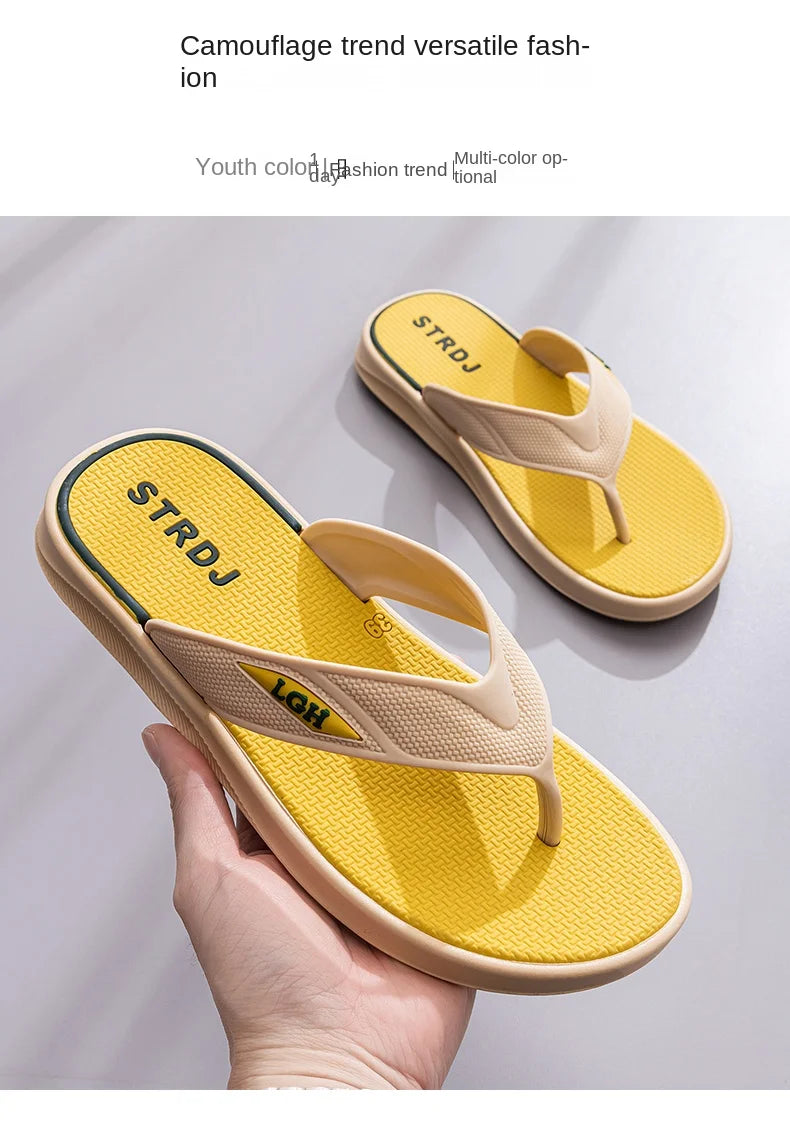 Men's Summer Flip-flops with Anti-odor and Anti-slip Features As Well As Fashionable Super Soft-soled and Trendybeach Flip-flops