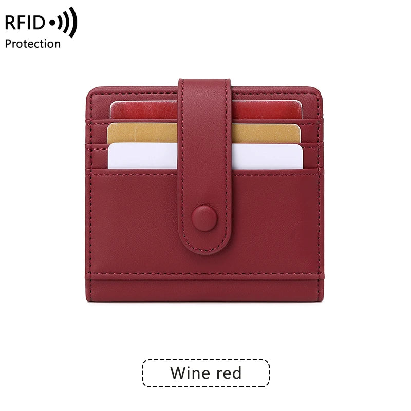 RFID Anti-blocking Wallet for Women, Multi-Card, Credit Card Bag, Lightweight and Simple, Short Buckle, Small, Fashion Wallet