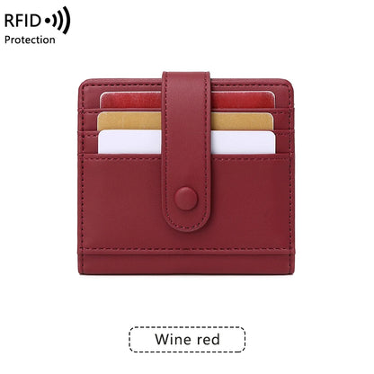 RFID Anti-blocking Wallet for Women, Multi-Card, Credit Card Bag, Lightweight and Simple, Short Buckle, Small, Fashion Wallet
