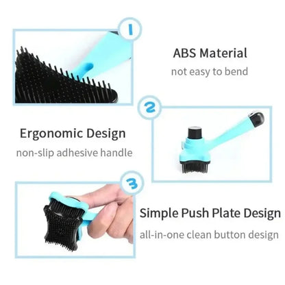 Pet Hair Removal Brush Gentle on Skin Static Free for Cats Dogs One Click Button Massage Comb Removes Loose Fur Static-free Bris