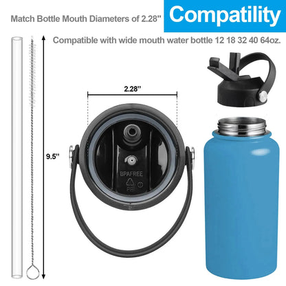 Wide Mouth Straw Lid for Hydro Flask Sports Water Bottle,Dustproof Lid Compatible with HydroFlask Wide Mouth 20 32 40 64 oz
