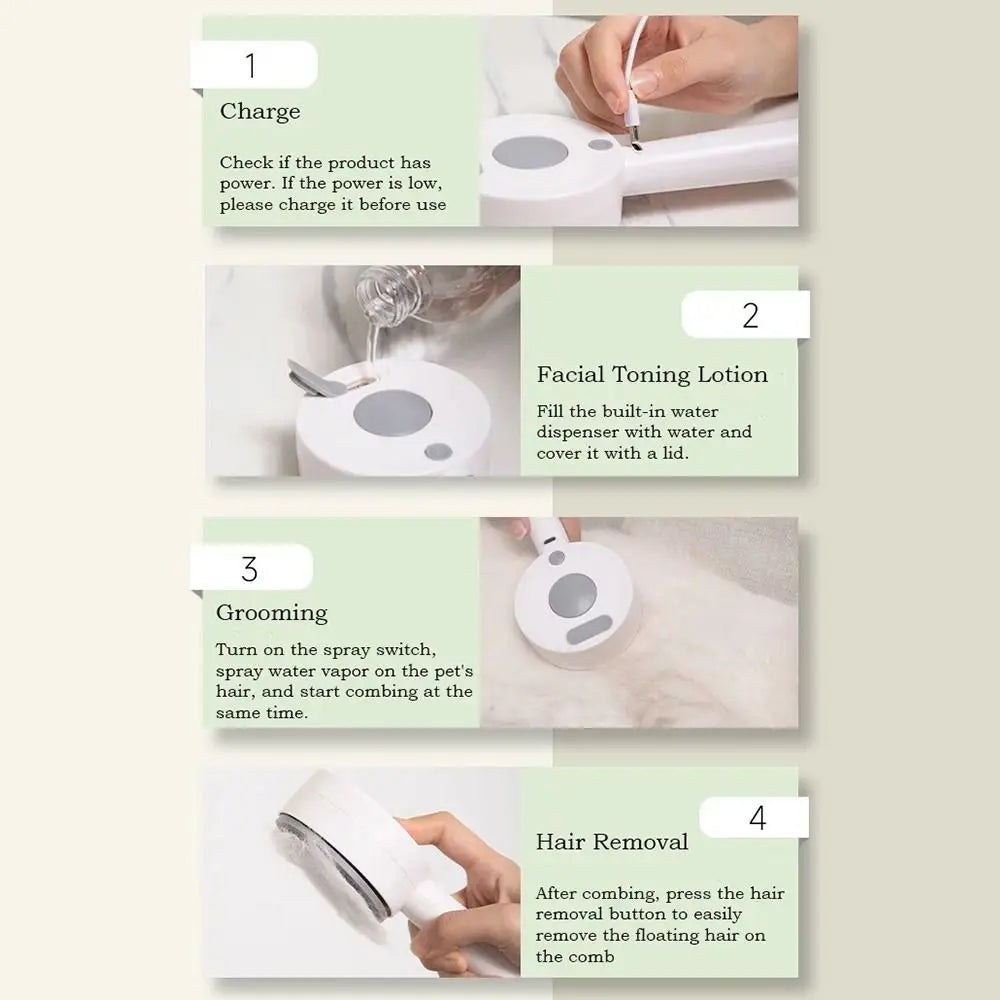 Anti-Static Pet Spray Hair Comb Demating Massaging Steam Spray Hair Remover Gentle Effective Smooth Tips