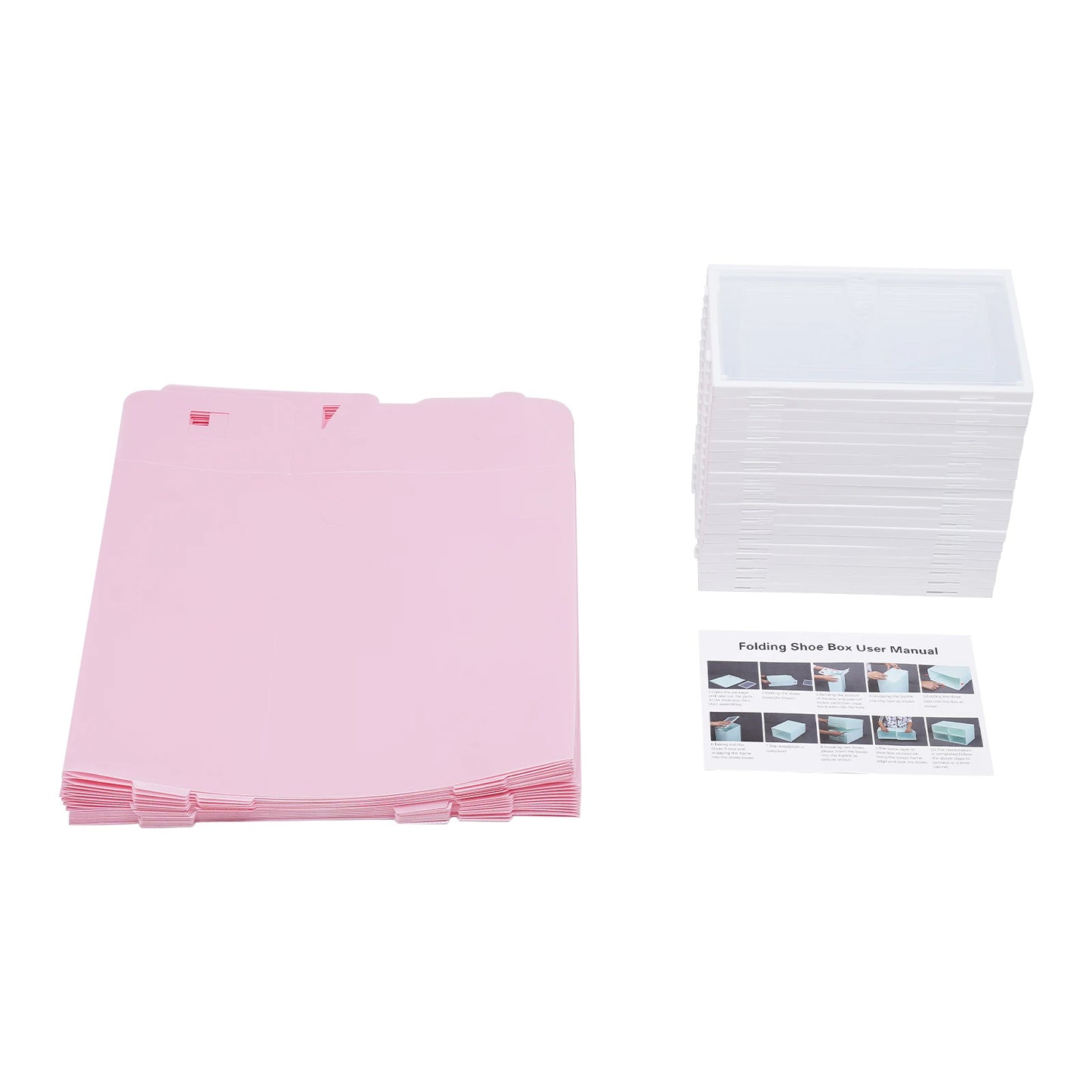 20Pcs Foldable Shoe Storage Boxes with Lids Transparent Stackable Containers Drawer Style PP Plastic Shoe Organizers