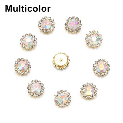 10 PCs 15/20/25MM Round Metal Rhinestone Buttons for Clothing DIY Sewing Accessories Wholesale Luxury Fashion Apparel Decoration
