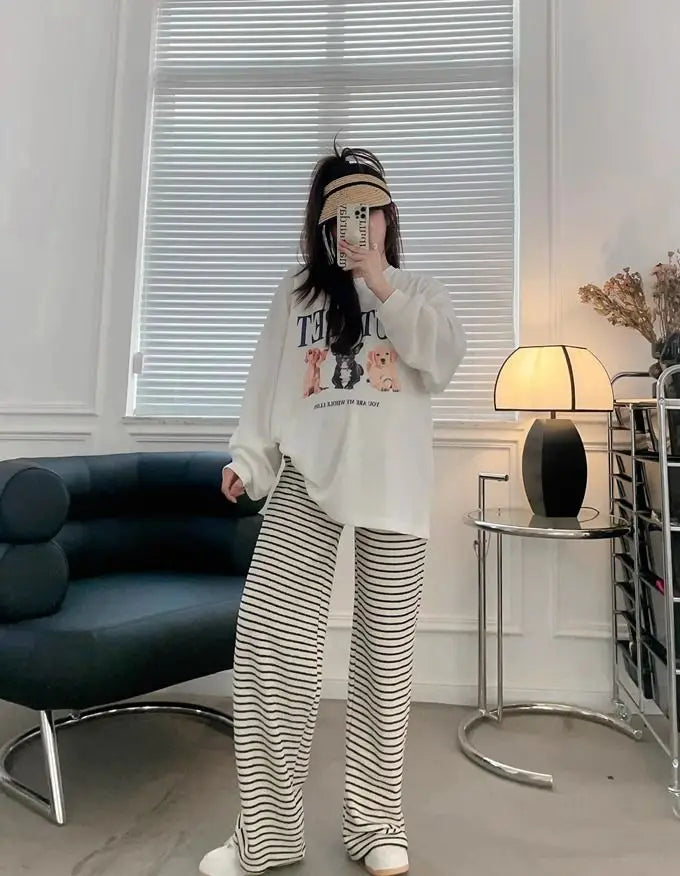 2025 Maternity Pants Home Clothes for Pregnant Women Leisure Belly Support Clothing Pregnancy Striped Trousers Woman Summer Kids