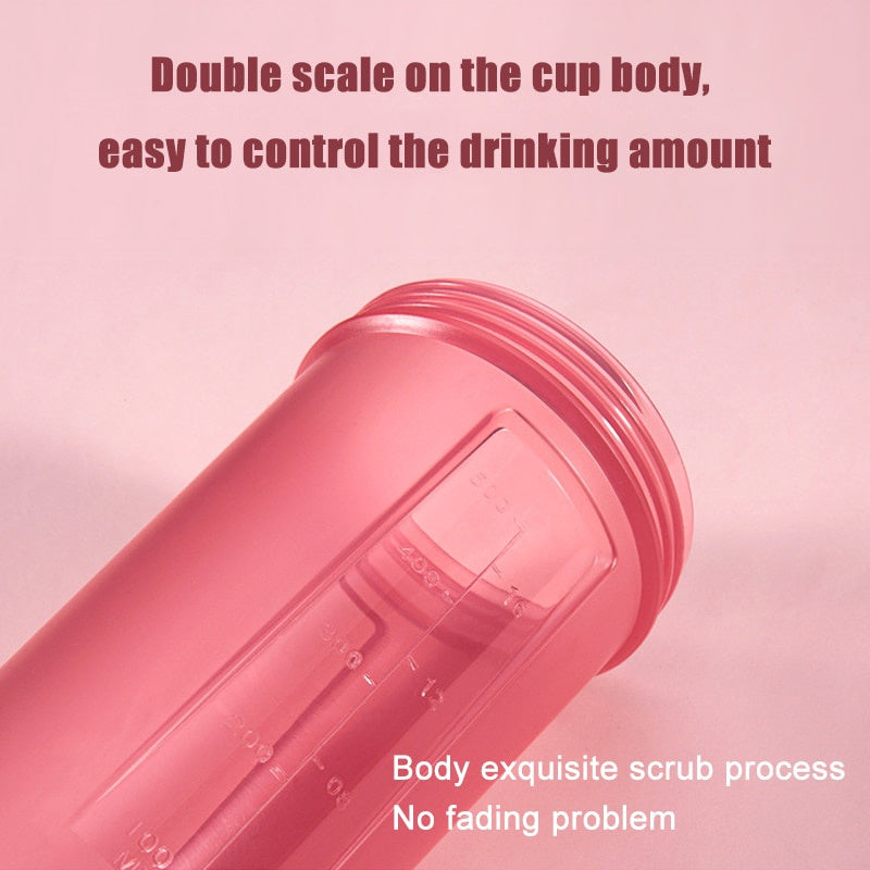 600ml Frosted Shake Cup Milkshake Sports Bottle Outdoor Fitness Water Blender Bottle Protein Powder Portable Gym Training Drink