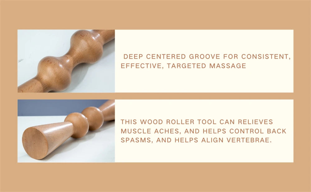 Body Back Wood Back Roller, Spine Stretcher & Aligner, Ma Roller, Back Cracker for Back & Muscle Recovery, Manual Back Massager