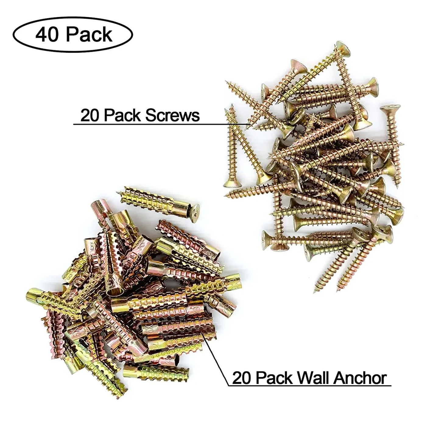 Heavy Duty Steel Wall Anchor with Screws 20/30/40Pcs Tree Shaped Steel Wall Anchor for Concrete Wall Hollow-Wall and Wooden Wall